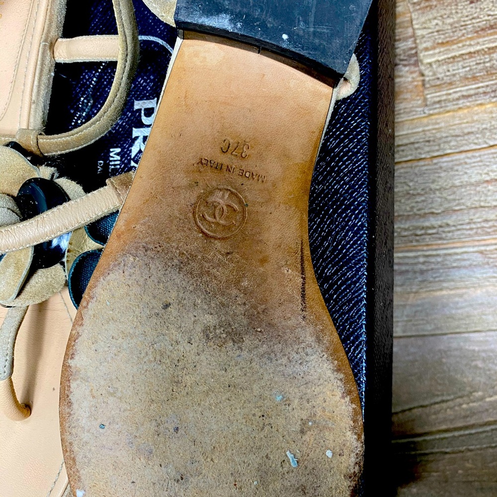 Chanel Beige Suede Camelia Sandal - Picture 2 of 2